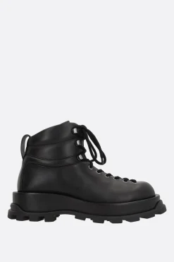 Stivali>JIL SANDER stivaletto hiking in pelle liscia Nero