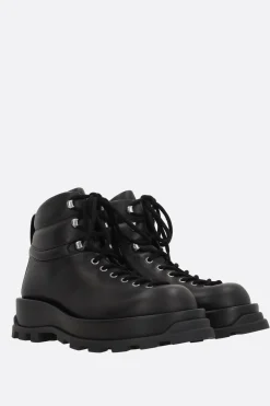 Stivali>JIL SANDER stivaletto hiking in pelle liscia Nero