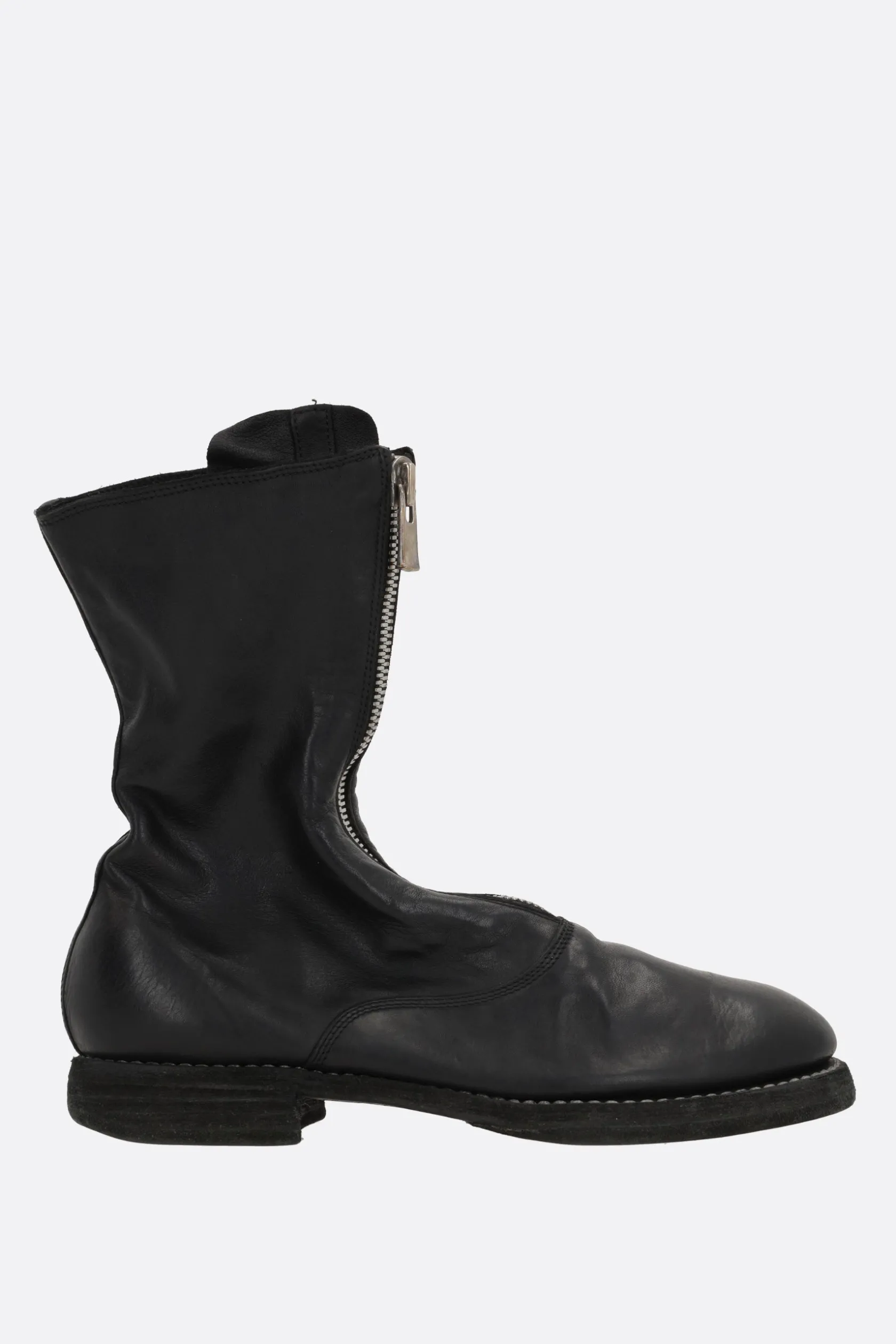 Stivali>GUIDI stivaletto in pelle martellata Nero