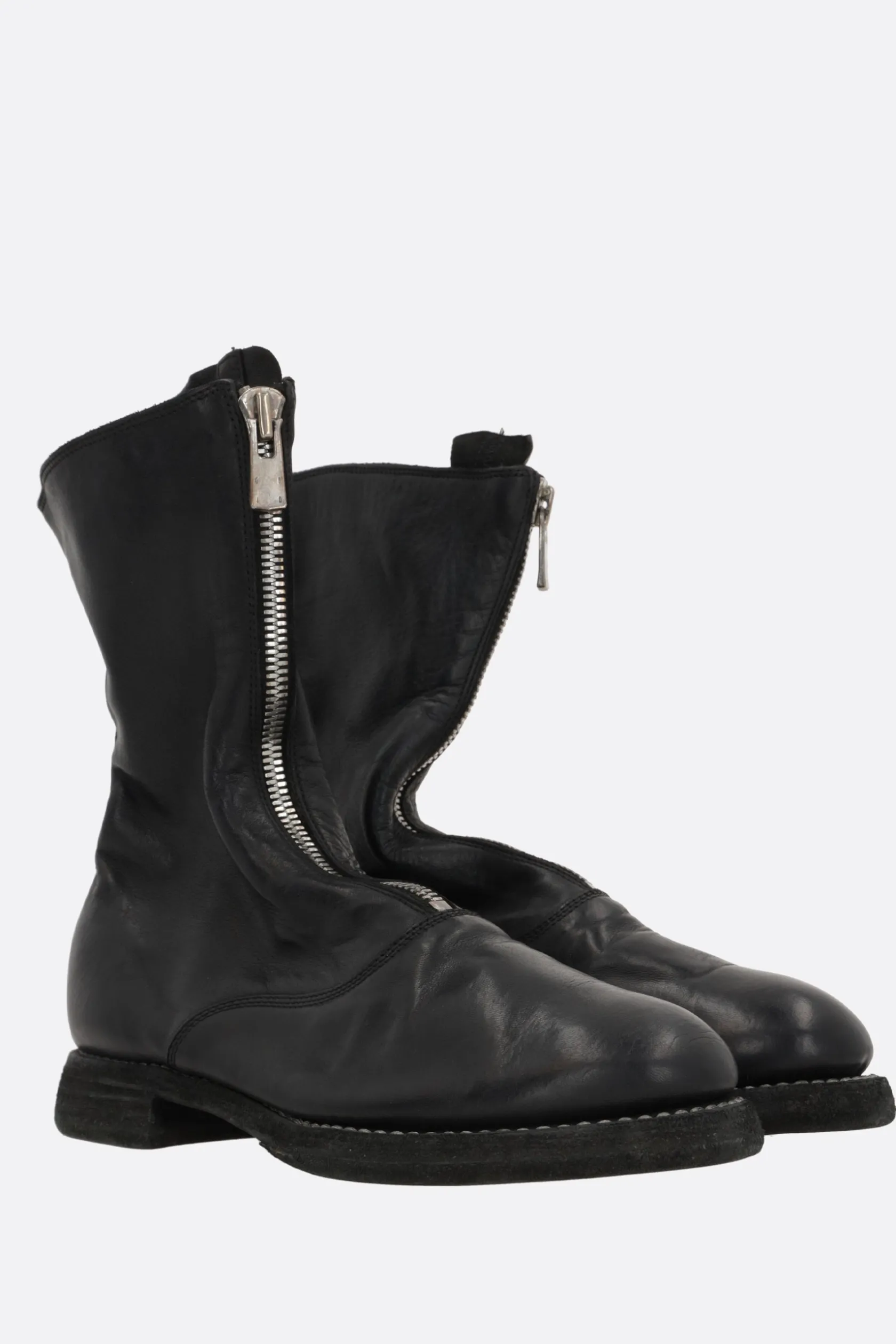 Stivali>GUIDI stivaletto in pelle martellata Nero