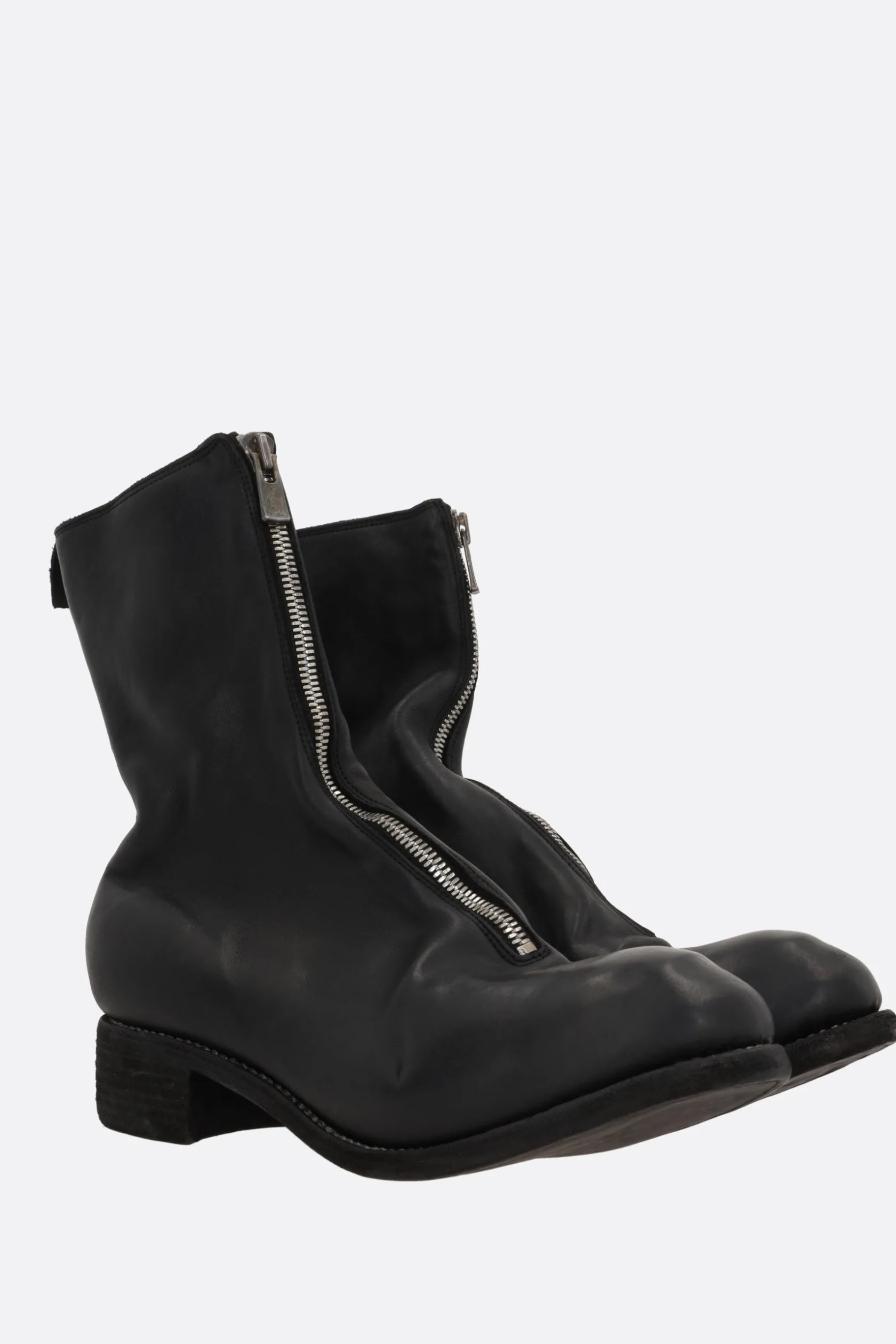Stivali>GUIDI stivaletto in pelle martellata Nero
