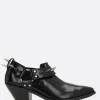 Stivali>JUNYA WATANABE stivaletto texano in pelle lucida con borchie Nero