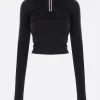 Topwear>RICK OWENS top a maniche lunghe Prong in jersey stretch Nero
