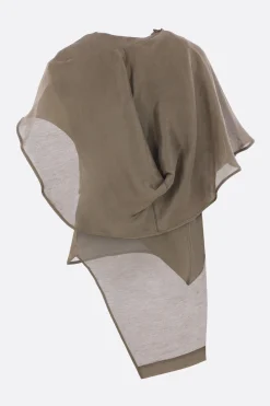 Topwear>YEHUAFAN top asimmetrico con cappuccio in seta e lino Verde