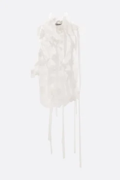 Topwear>ROISIN PIERCE top asimmetrico in organza con nastri Bianco