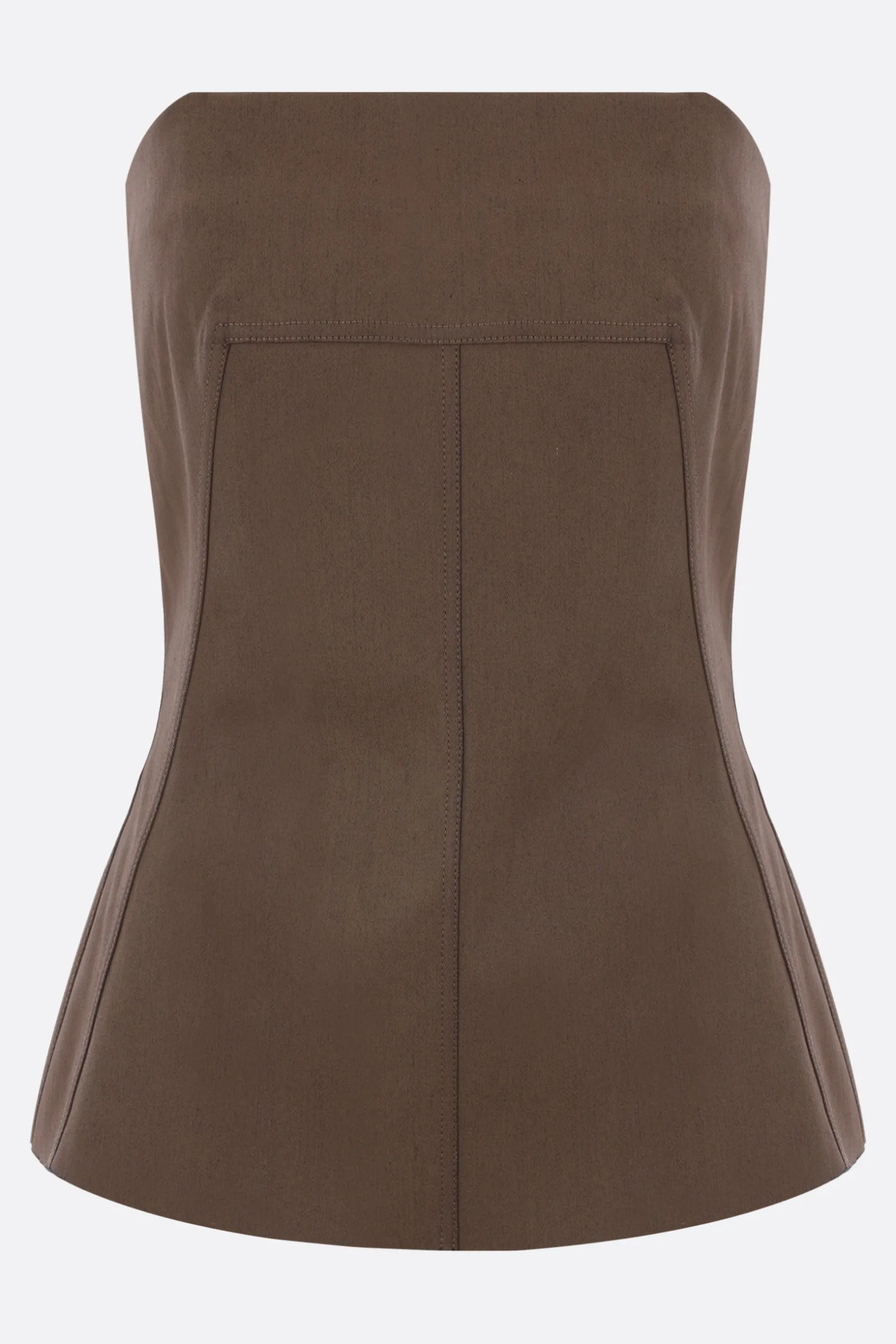 Topwear>RICK OWENS top bustier in denim resinato Marrone