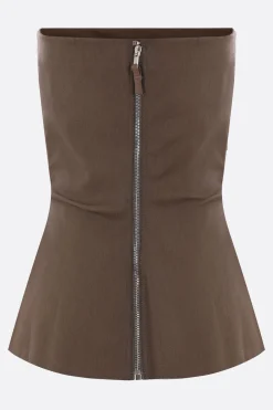 Topwear>RICK OWENS top bustier in denim resinato Marrone