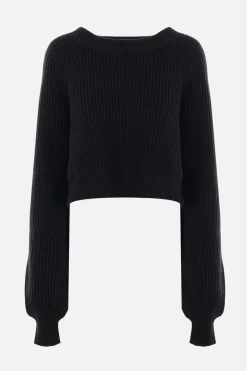 Topwear>YOHJI YAMAMOTO top cropped in maglia Nero