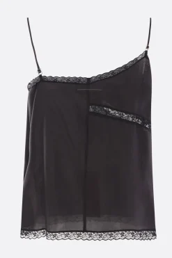 Topwear>MM6 top in seta e pizzo Nero
