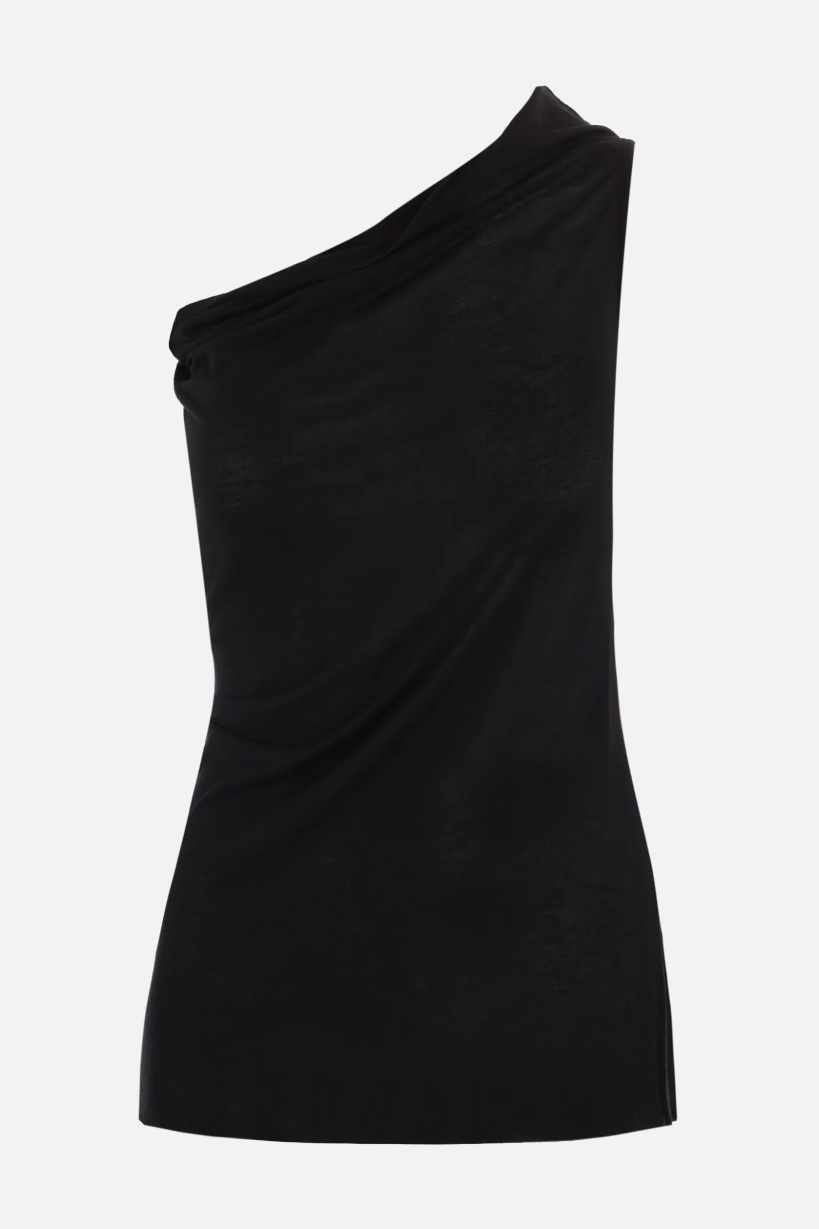 Topwear>RICK OWENS top monospalla Athena in jersey Nero