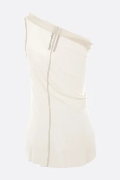 Topwear>RICK OWENS top monospalla Athena in jersey Bianco