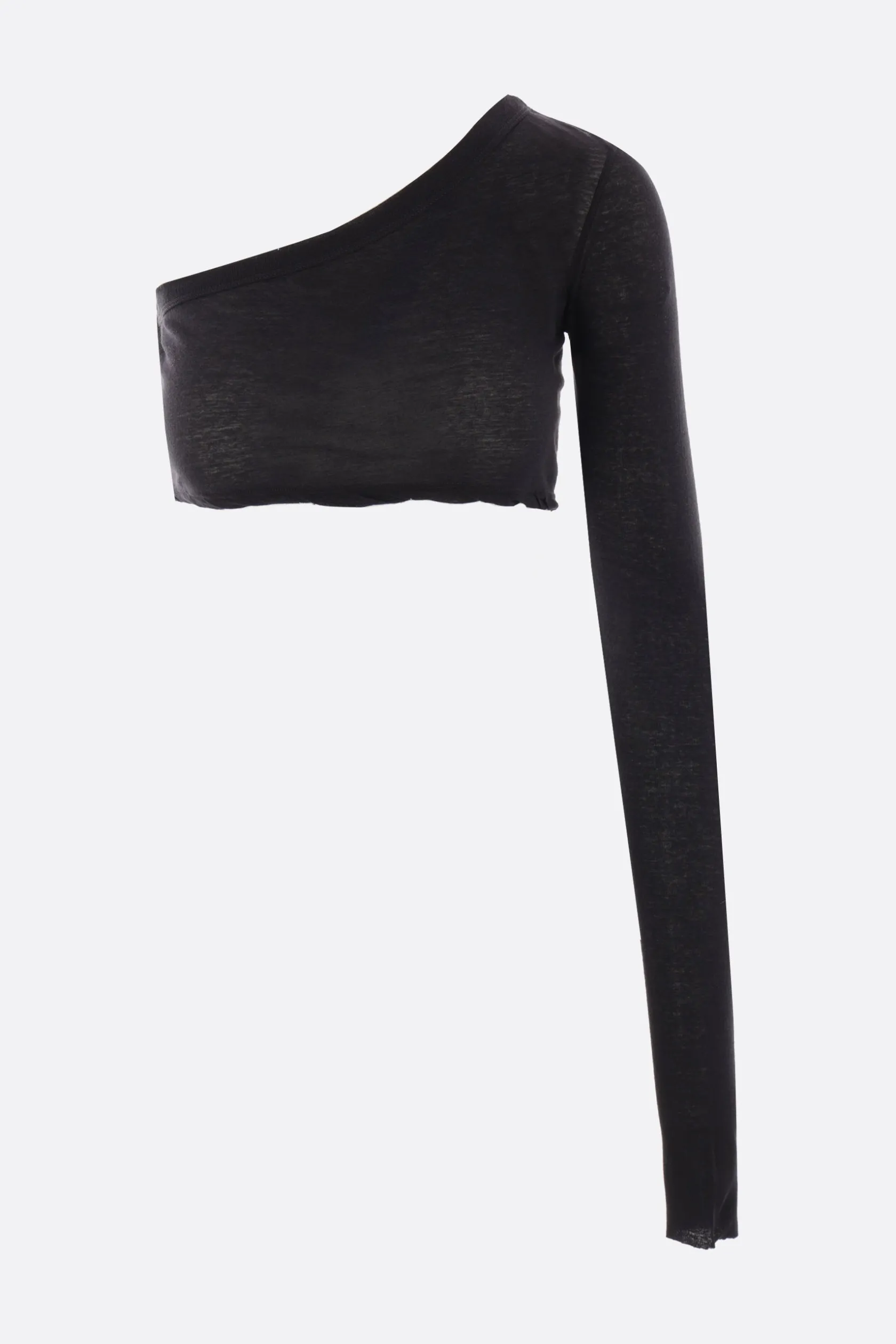 Topwear>RICK OWENS top monospalla Ziggy in jersey Nero