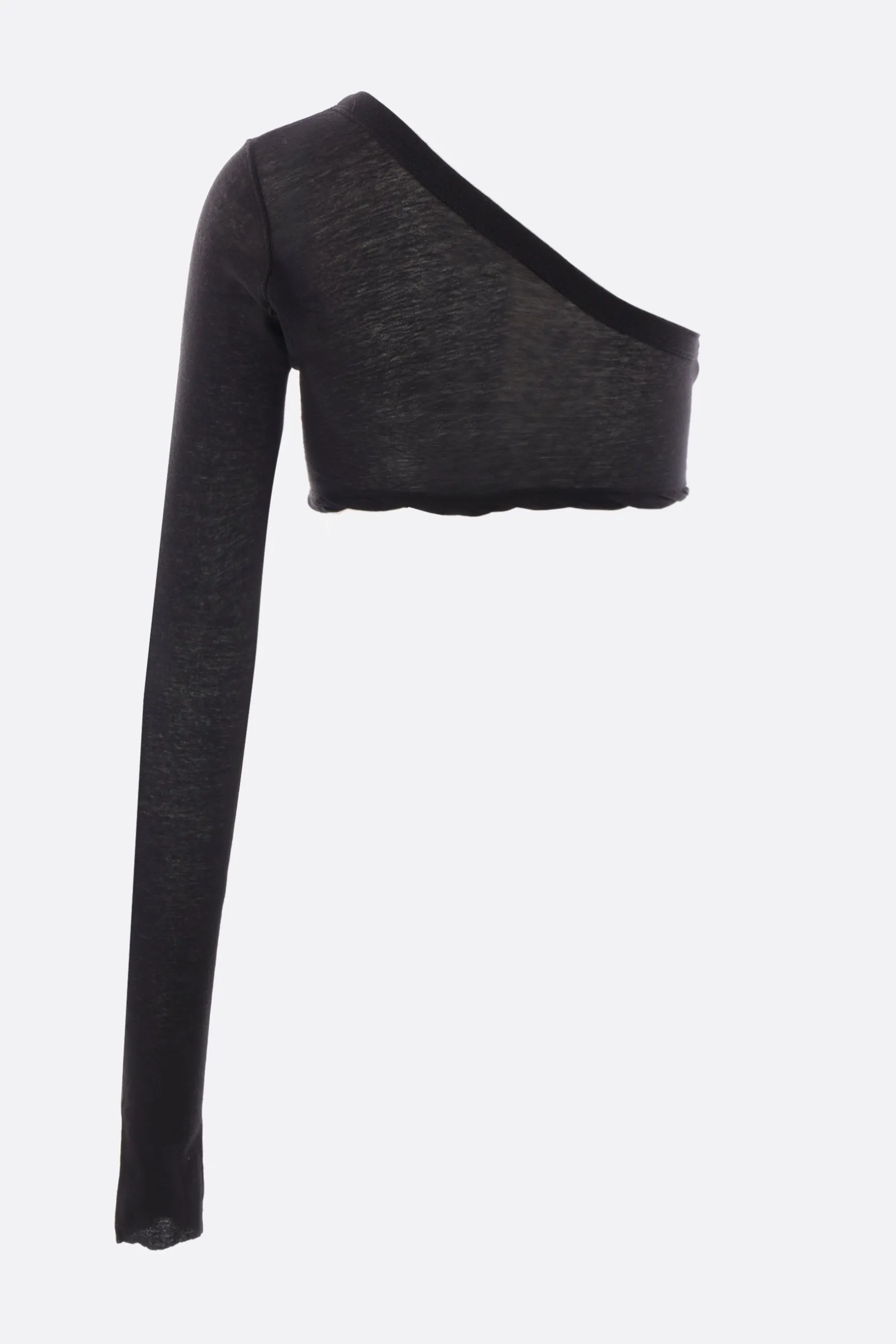 Topwear>RICK OWENS top monospalla Ziggy in jersey Nero