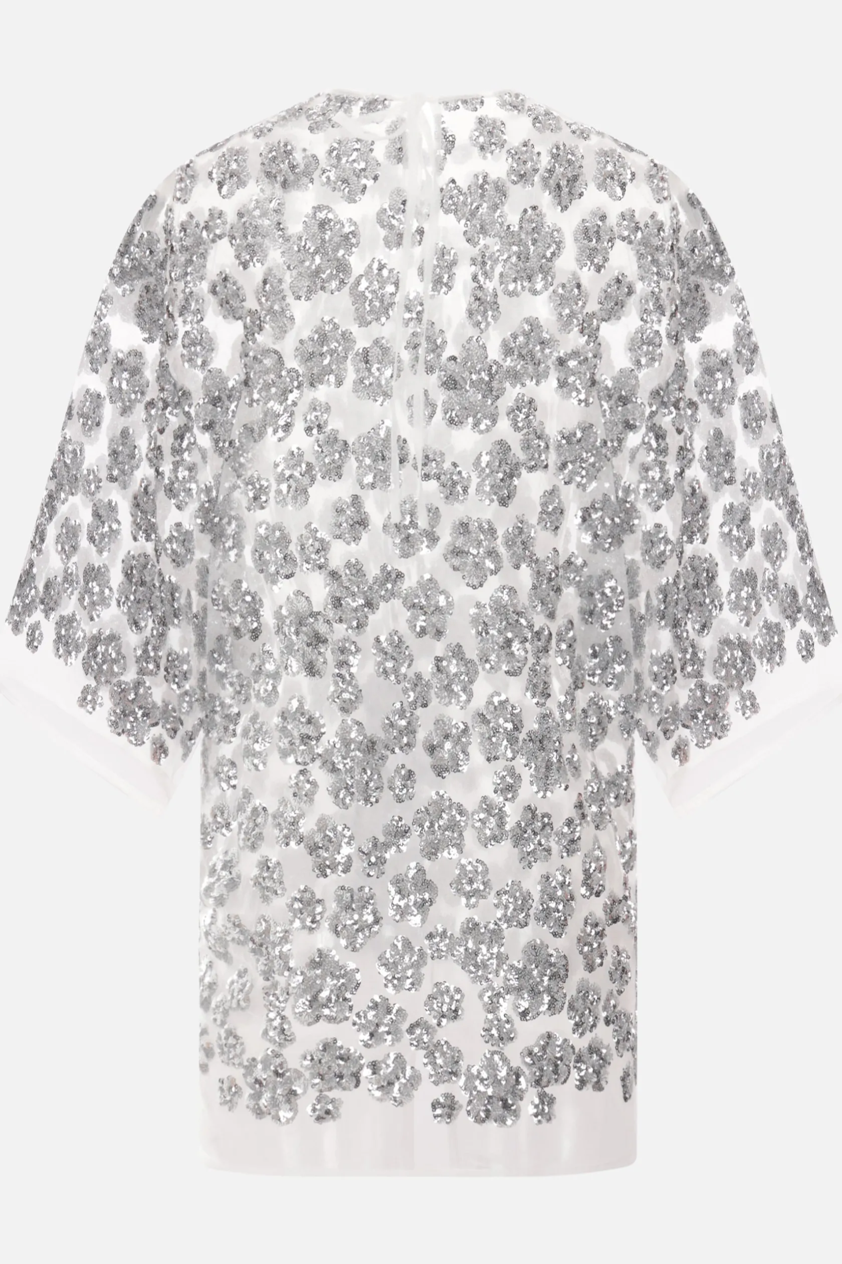 Topwear>CECILIE BAHNSEN top oversize Asra in tulle con paillettes Argento