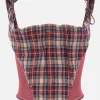 Topwear>VIVIENNE WESTWOOD top Puppy Corset in lino check Multicolor