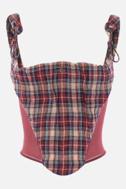 Topwear>VIVIENNE WESTWOOD top Puppy Corset in lino check Multicolor