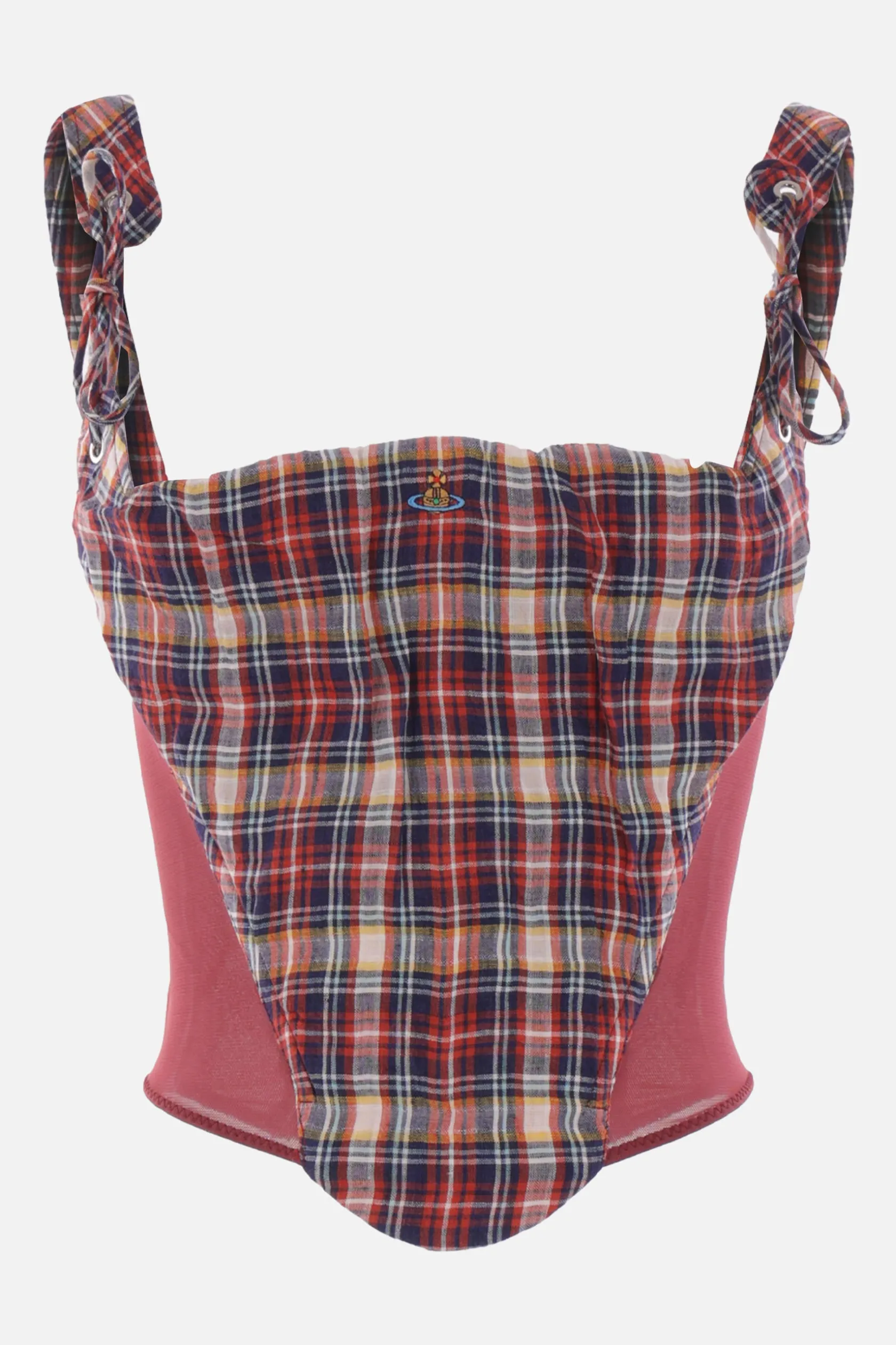 Topwear>VIVIENNE WESTWOOD top Puppy Corset in lino check Multicolor