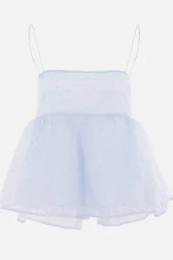 Topwear>CECILIE BAHNSEN top Selena in tessuto nimbus matelassé Blu
