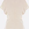 Topwear>TOTEME top Slouch Waist in misto viscosa crinkled Neutro