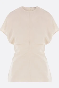 Topwear>TOTEME top Slouch Waist in misto viscosa crinkled Neutro