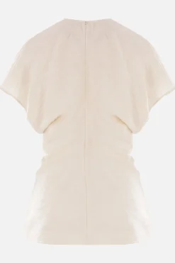 Topwear>TOTEME top Slouch Waist in misto viscosa crinkled Neutro