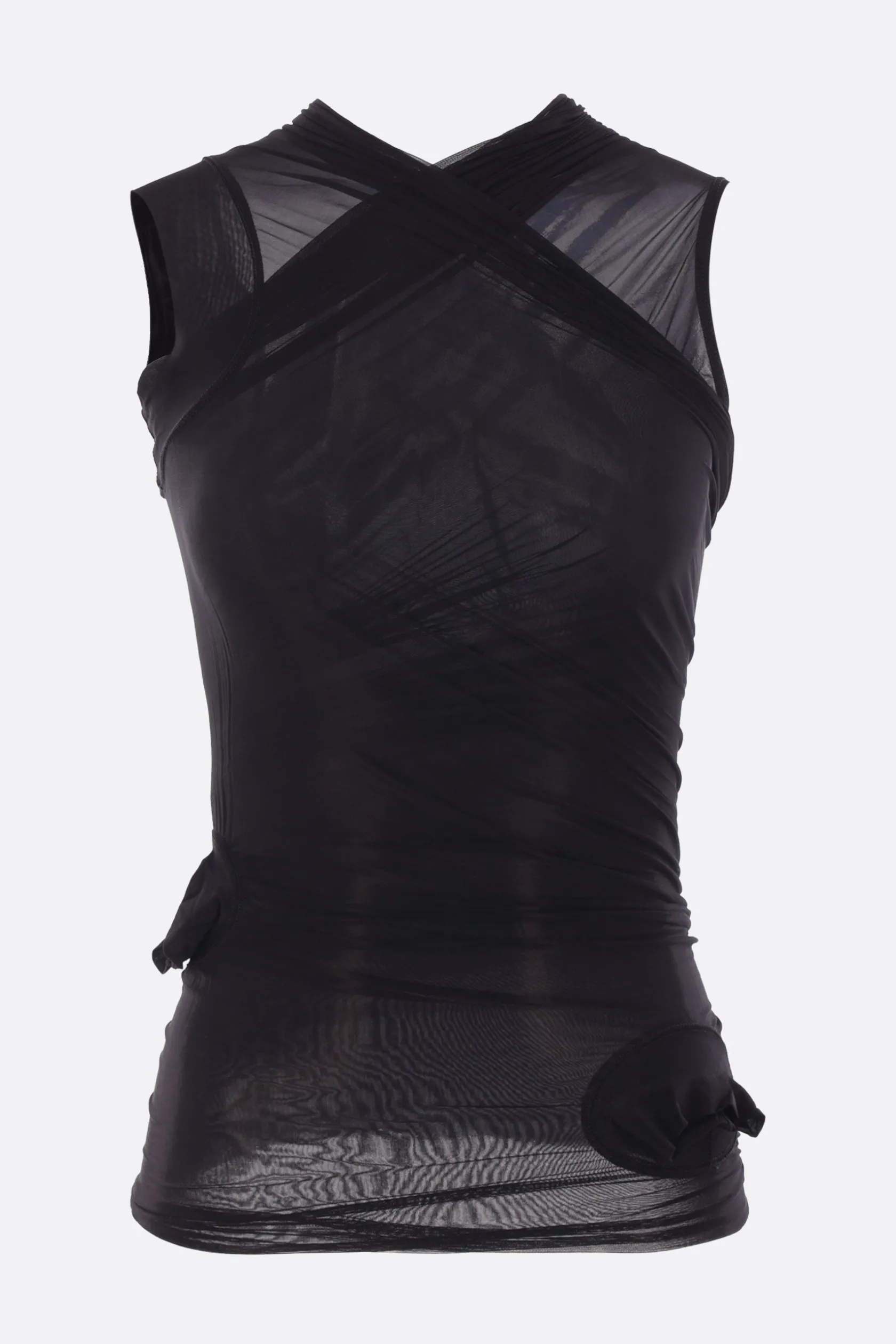 Topwear>RICK OWENS top smanicato Hollywood Banana in jersey stretch Nero