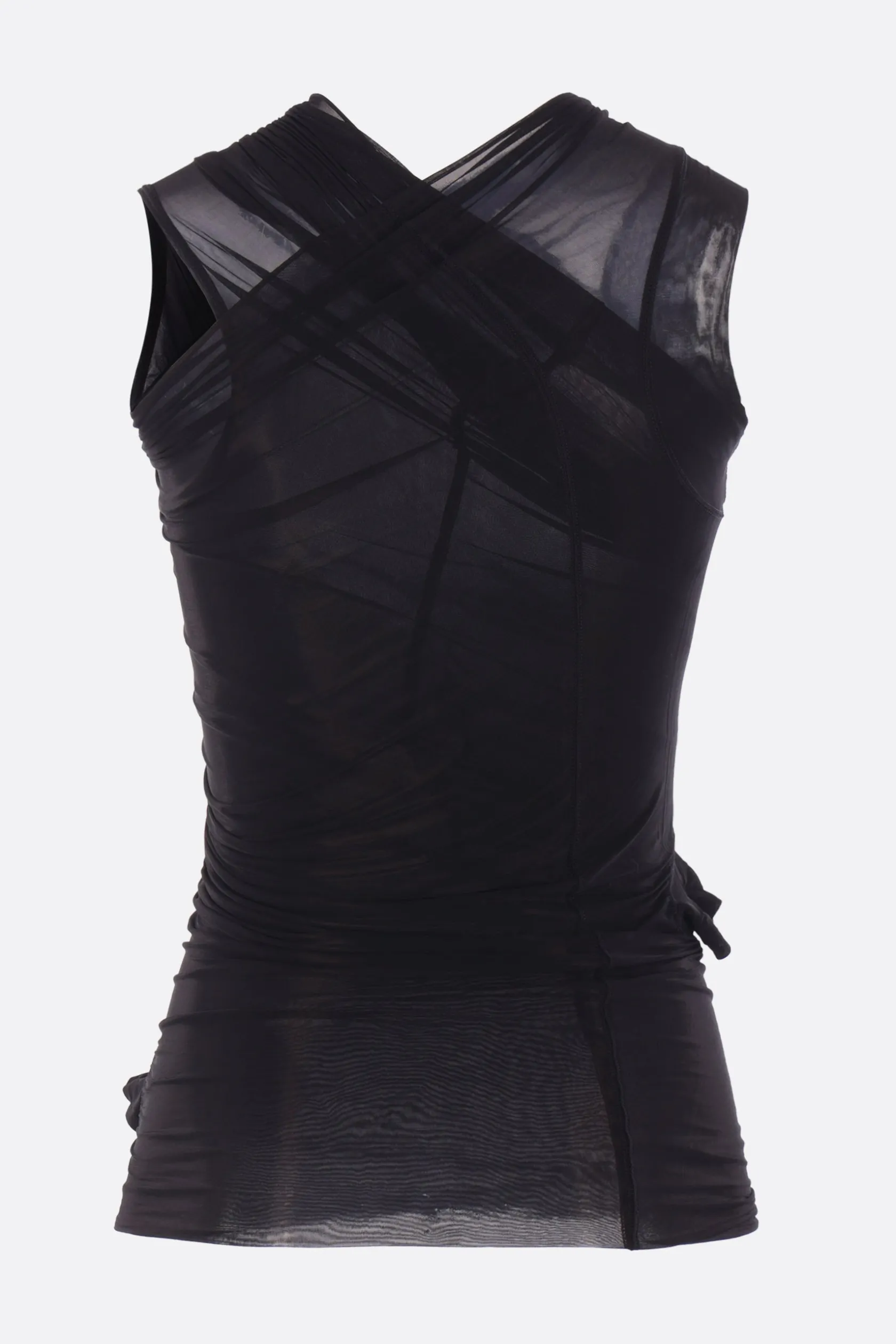 Topwear>RICK OWENS top smanicato Hollywood Banana in jersey stretch Nero