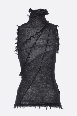Topwear>YEHUAFAN top smanicato in lana Nero