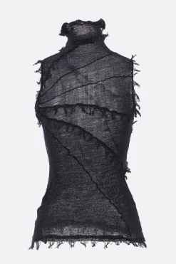 Topwear>YEHUAFAN top smanicato in lana Nero