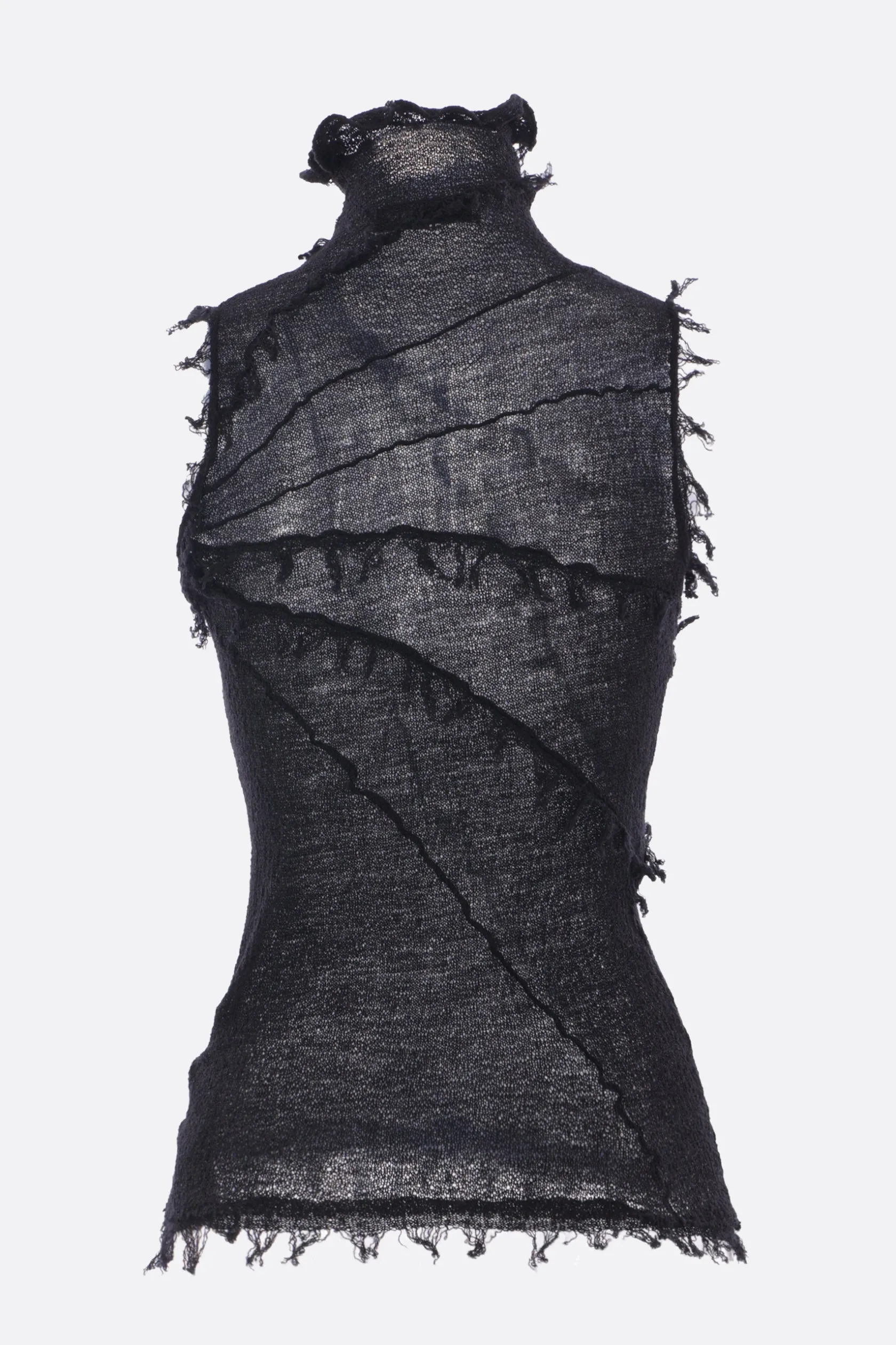 Topwear>YEHUAFAN top smanicato in lana Nero