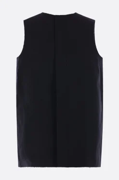 Topwear>PLAN C top smanicato in panama tecnico con ricami Nero