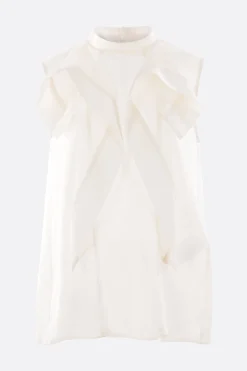 Topwear>SACAI top smanicato in raso e chiffon Bianco