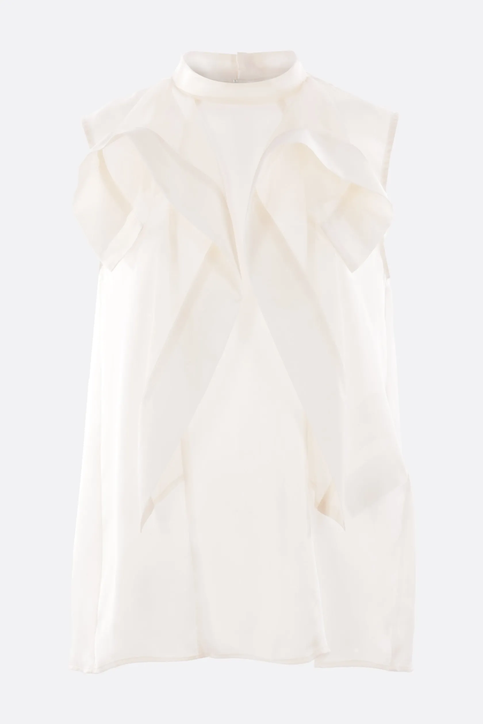 Topwear>SACAI top smanicato in raso e chiffon Bianco