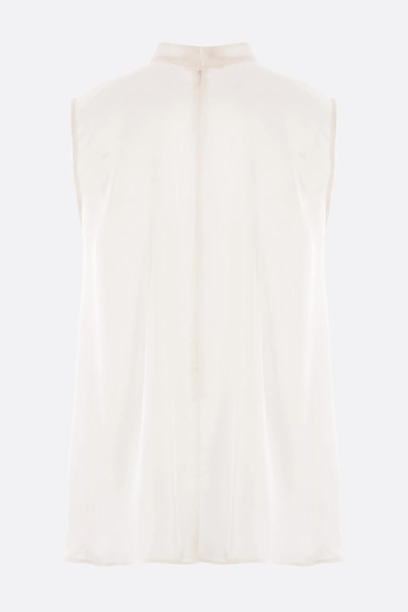 Topwear>SACAI top smanicato in raso e chiffon Bianco
