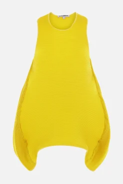Topwear>MELITTA BAUMEISTER top smanicato in tessuto plissé ondulato Giallo