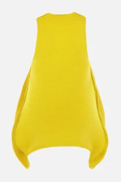 Topwear>MELITTA BAUMEISTER top smanicato in tessuto plissé ondulato Giallo