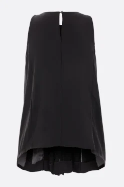 Topwear>MARIA CALDERARA top smanicato Origami in crêpe Nero