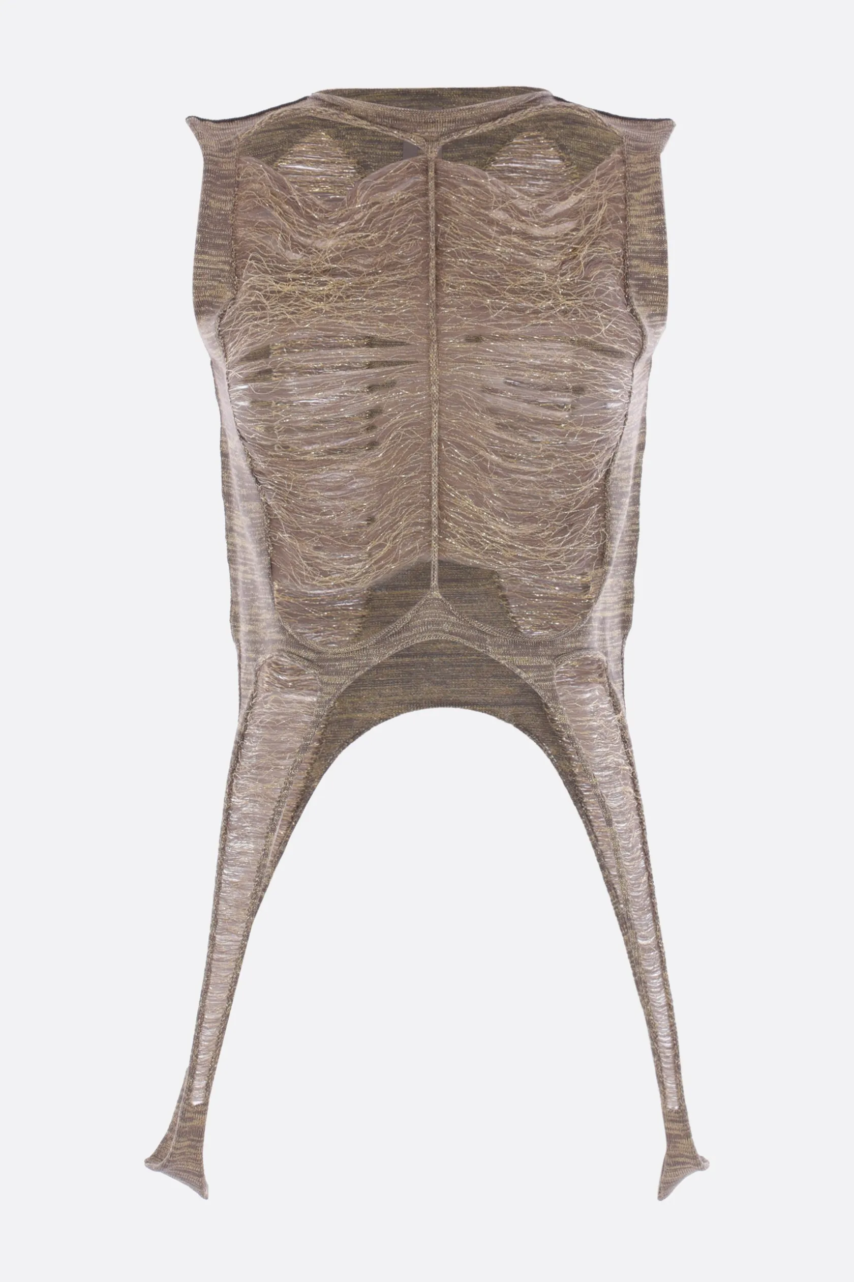Topwear>RICK OWENS top smanicato Tanja in maglia di lurex Oro