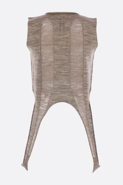 Topwear>RICK OWENS top smanicato Tanja in maglia di lurex Oro