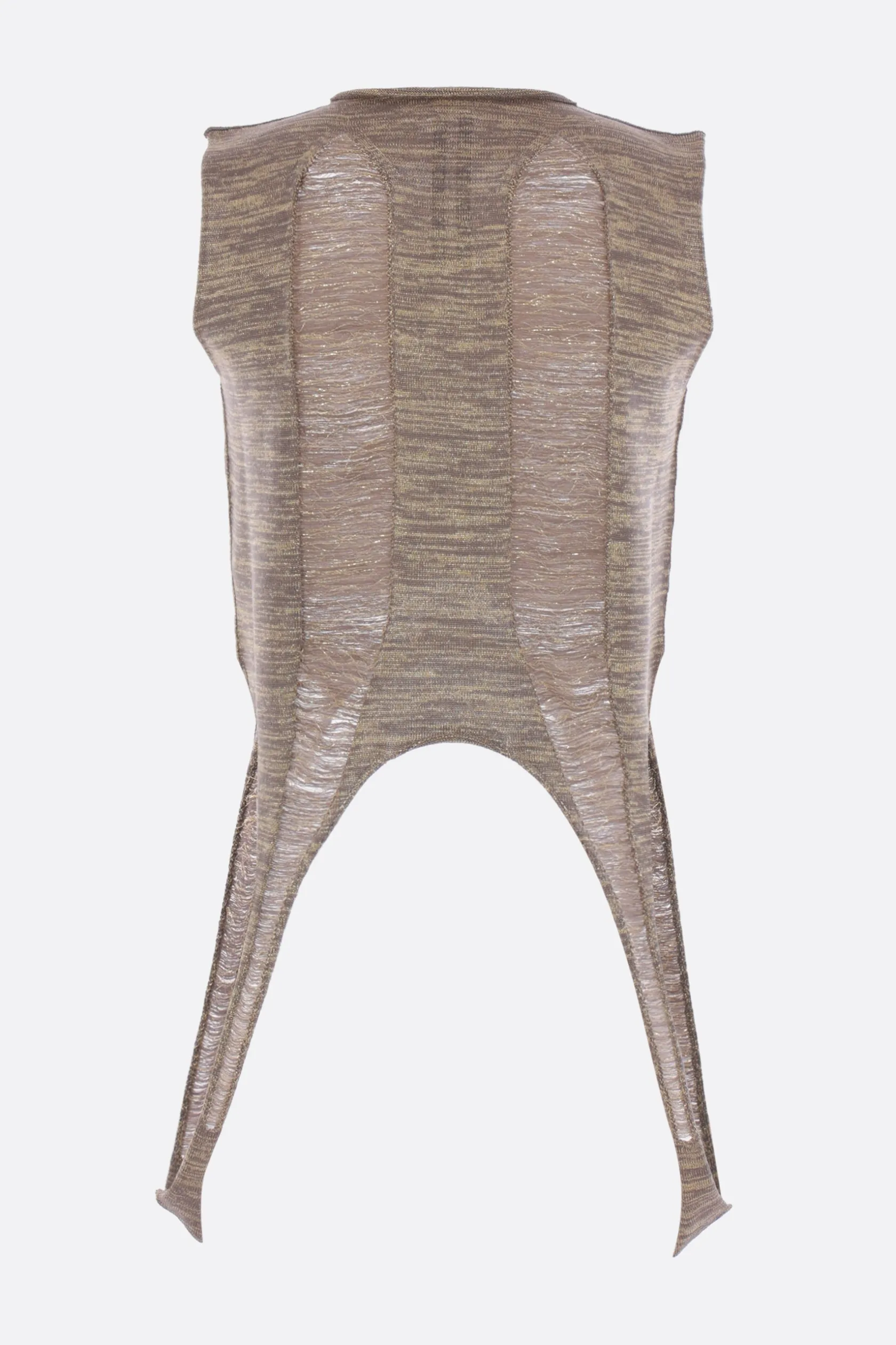 Topwear>RICK OWENS top smanicato Tanja in maglia di lurex Oro