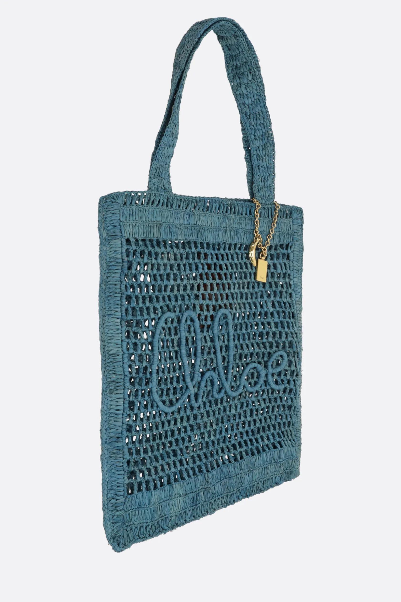 Borse A Mano>CHLOÉ tote Summer Banana in rafia Grigio