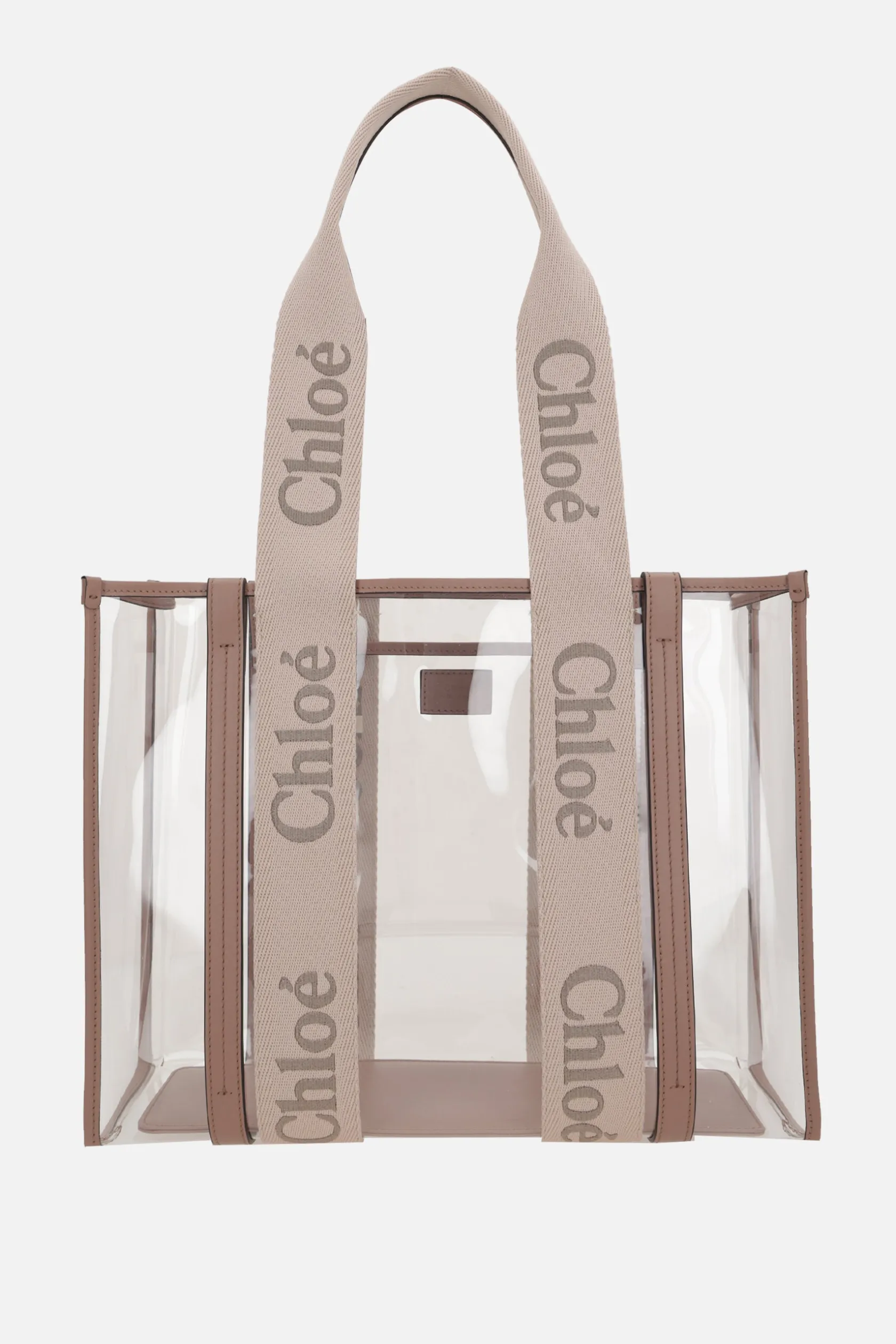 Borse A Mano>CHLOÉ tote Woody media in gomma e pelle Rosa