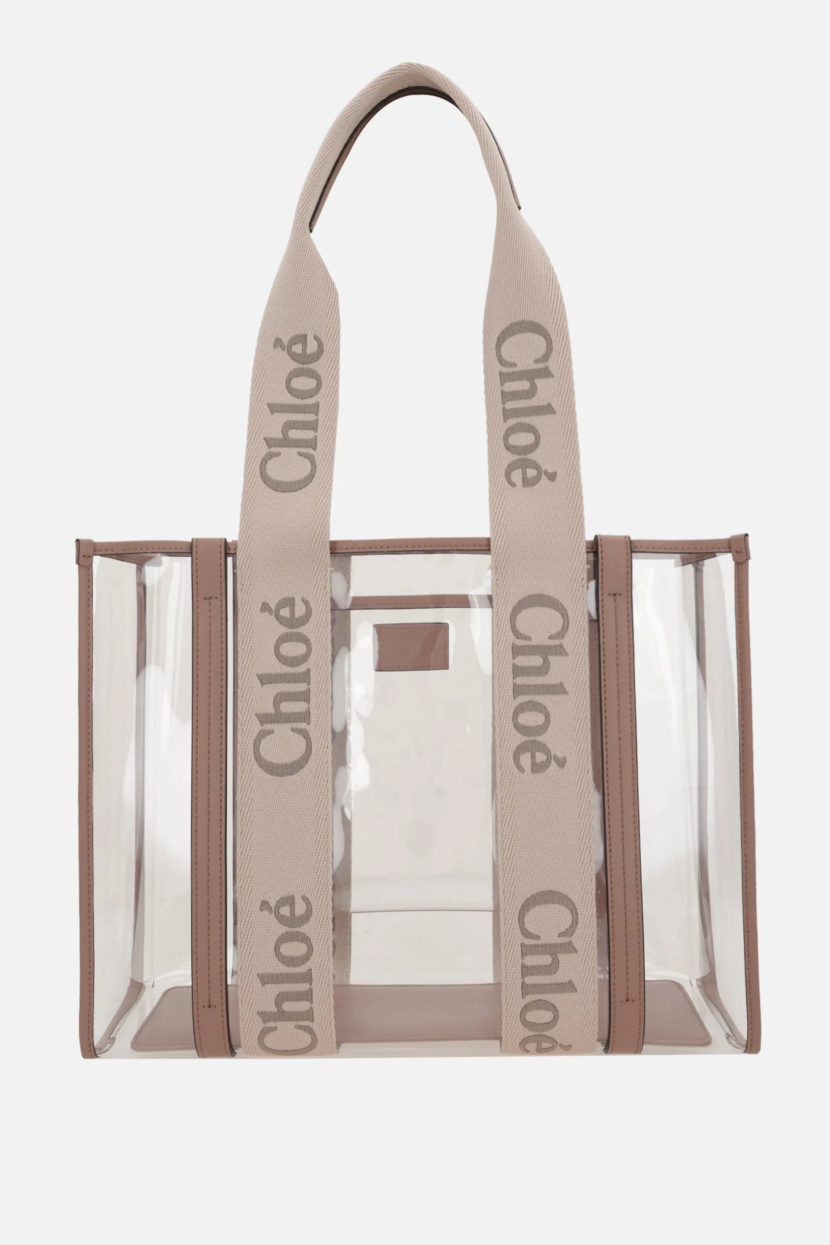 Borse A Mano>CHLOÉ tote Woody media in gomma e pelle Rosa