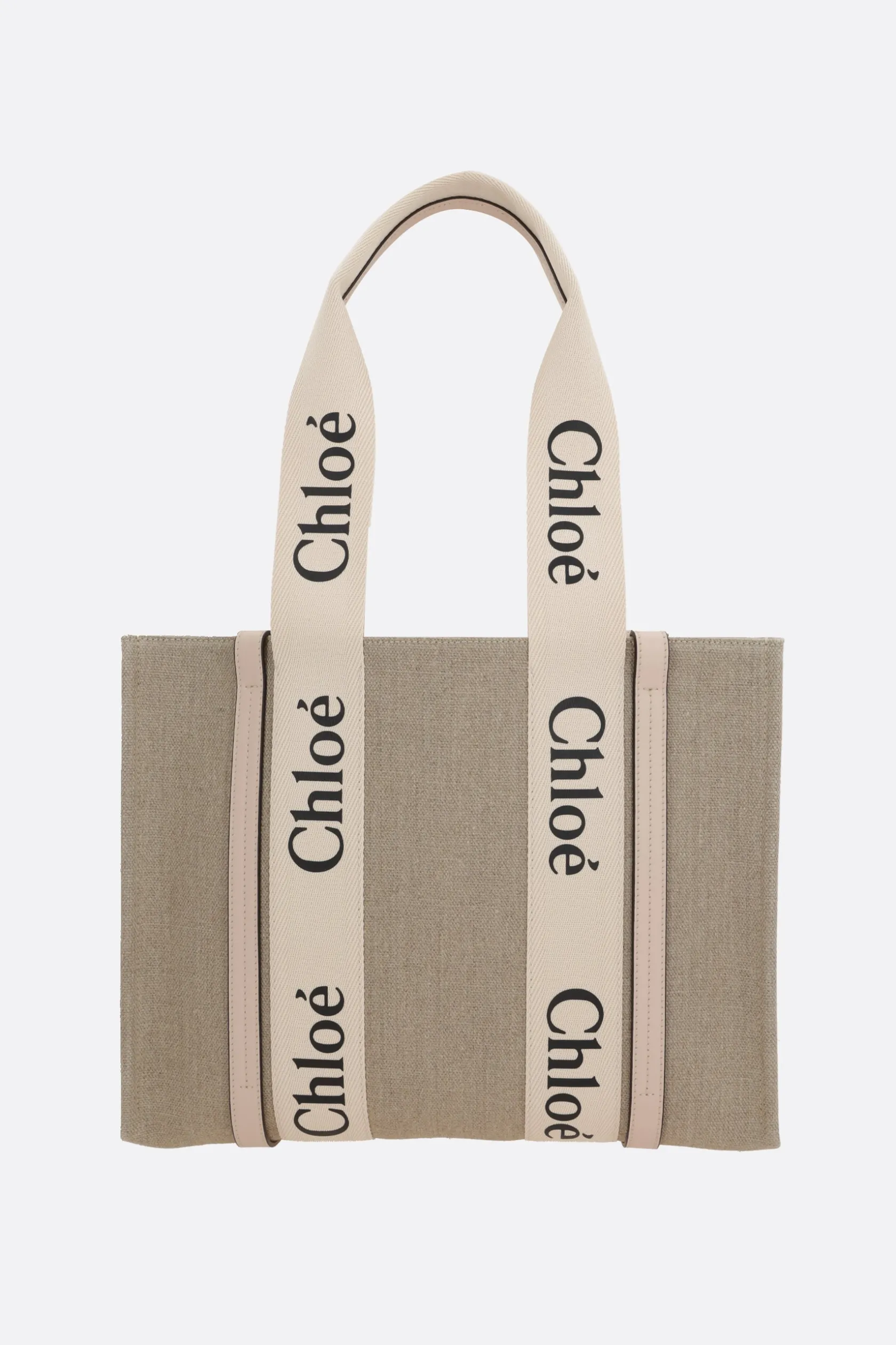 Borse A Mano>CHLOÉ tote Woody media in lino e pelle Rosa