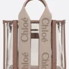 Borse A Mano>CHLOÉ tote Woody small in gomma e pelle Rosa
