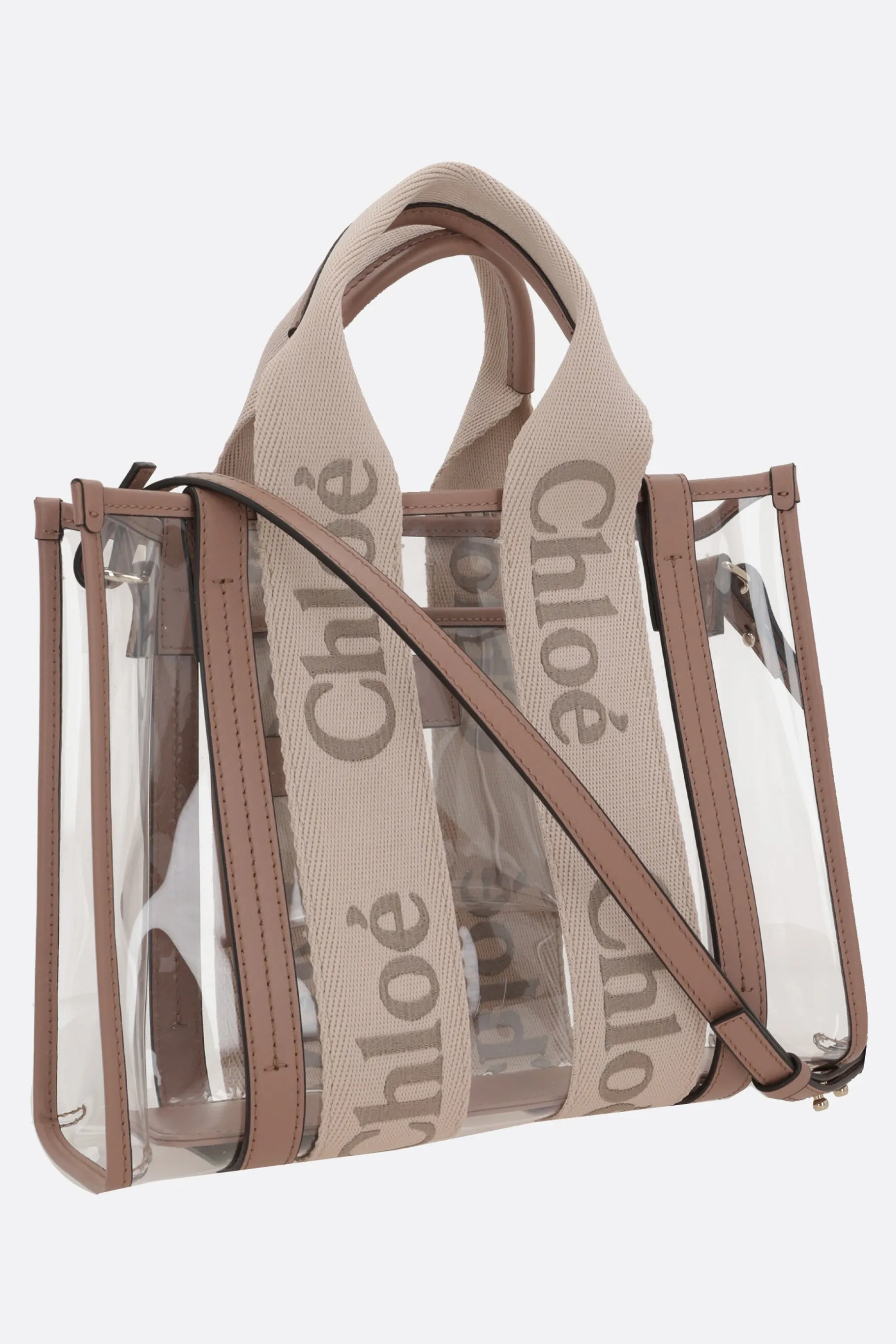 Borse A Mano>CHLOÉ tote Woody small in gomma e pelle Rosa