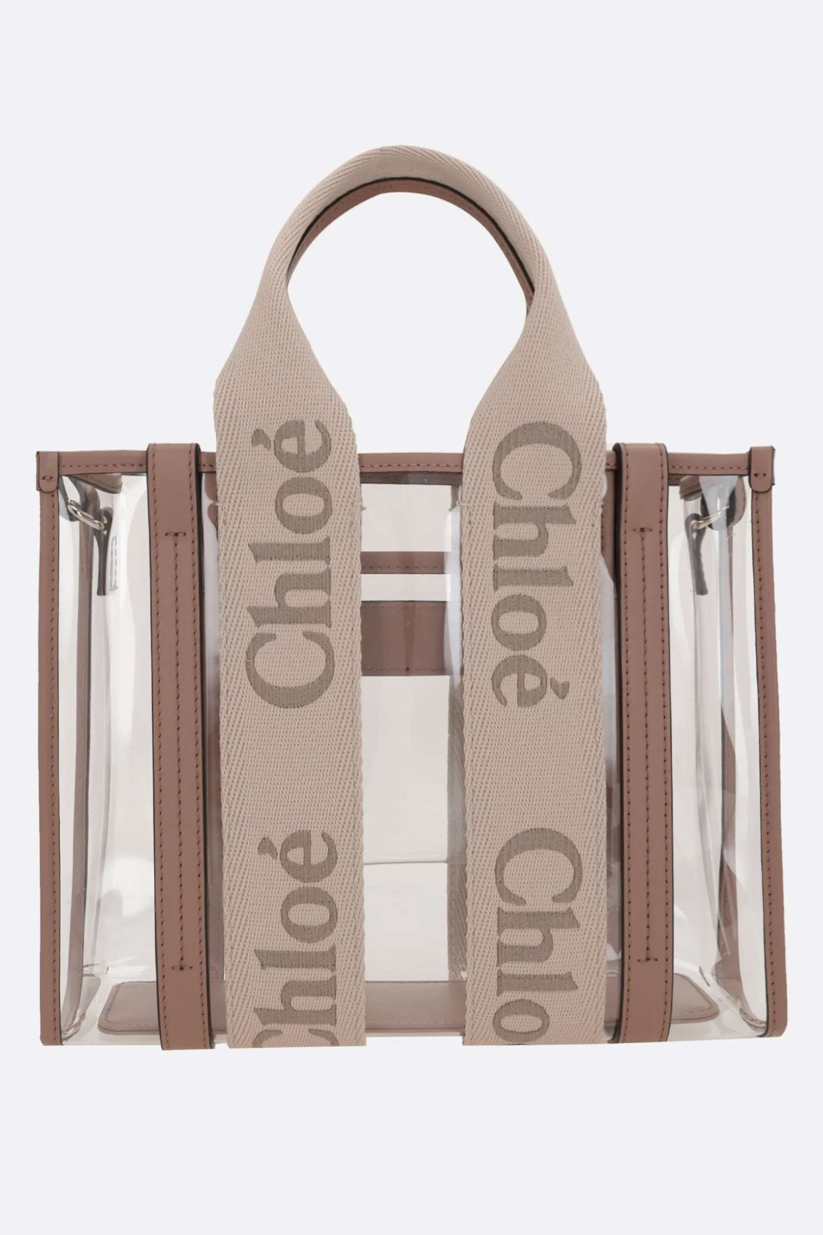 Borse A Mano>CHLOÉ tote Woody small in gomma e pelle Rosa