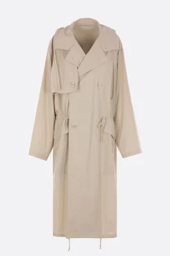 Capispalla>LEMAIRE trench con cappuccio in cotone leggero Marrone