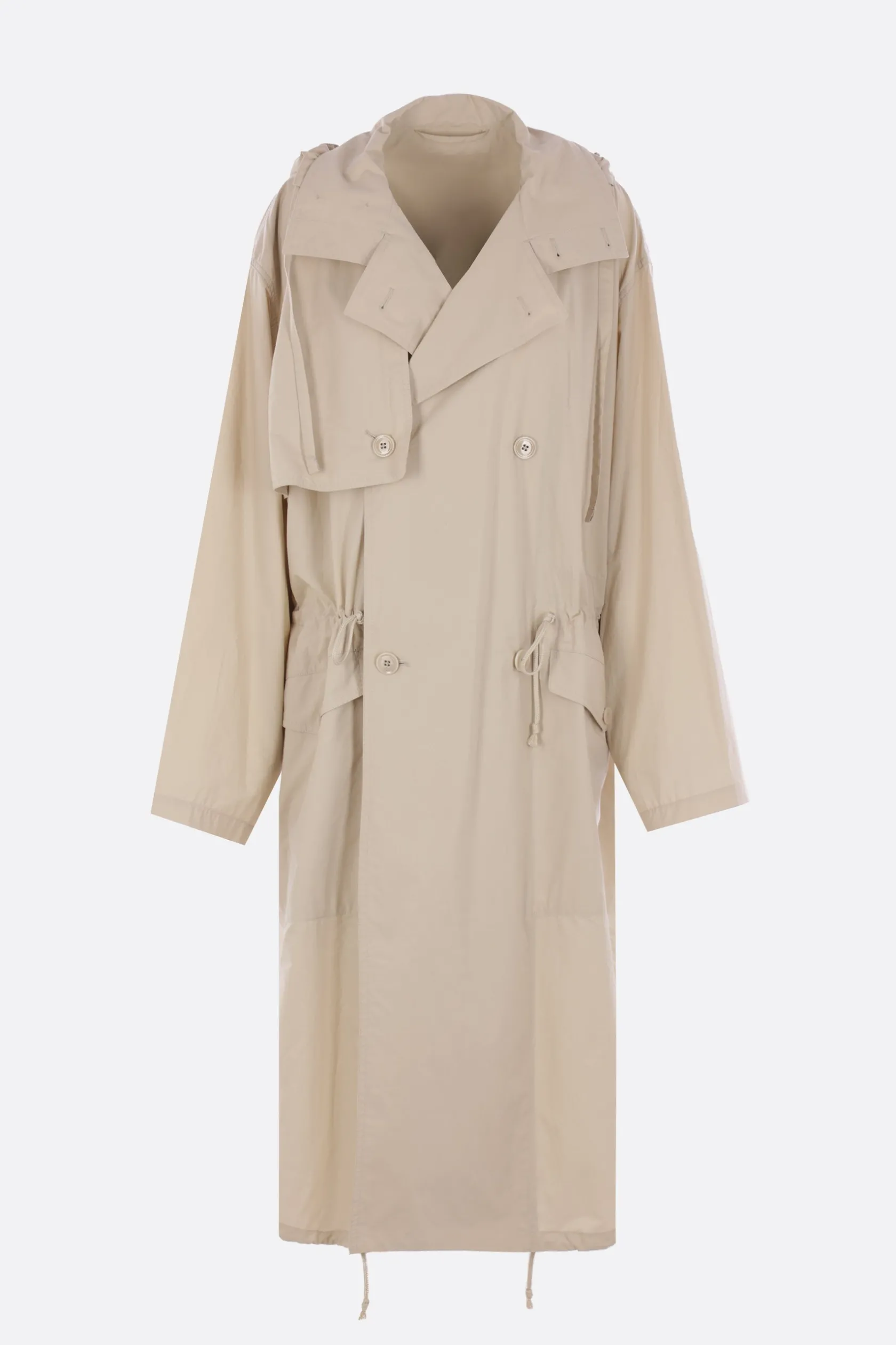 Capispalla>LEMAIRE trench con cappuccio in cotone leggero Marrone