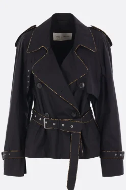 Capispalla>DRIES VAN NOTEN trench corto Risto in cotone Nero